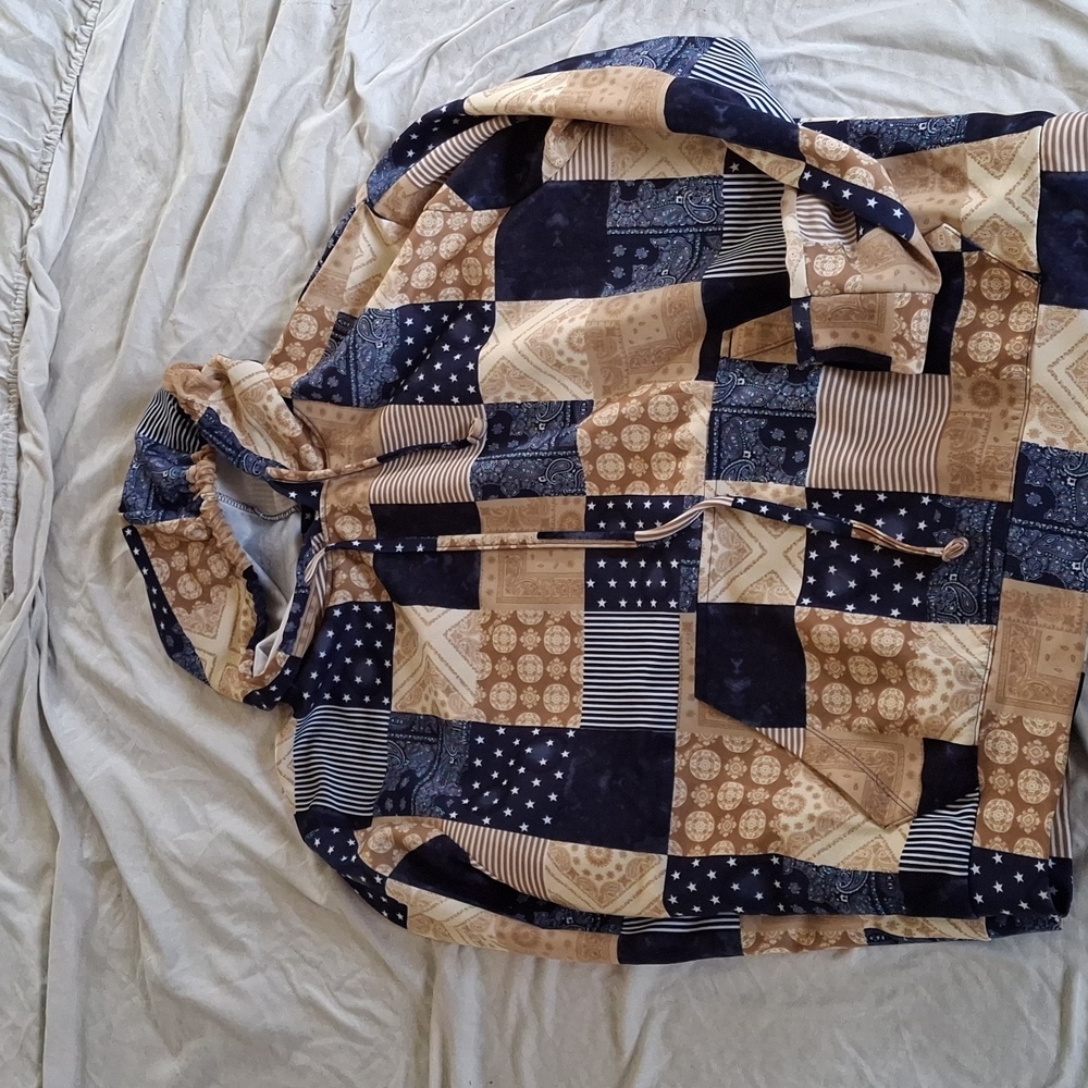 Patchwork Hoodie With Drawstring - image 2